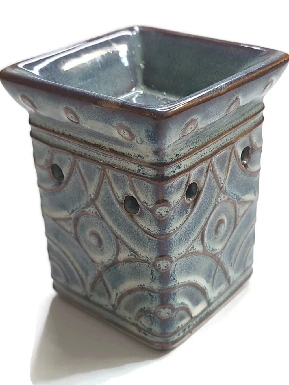Scentsy LENORE Blue Brown Wall Plug In Mini Wax Warmer Aztec Geometric Retired